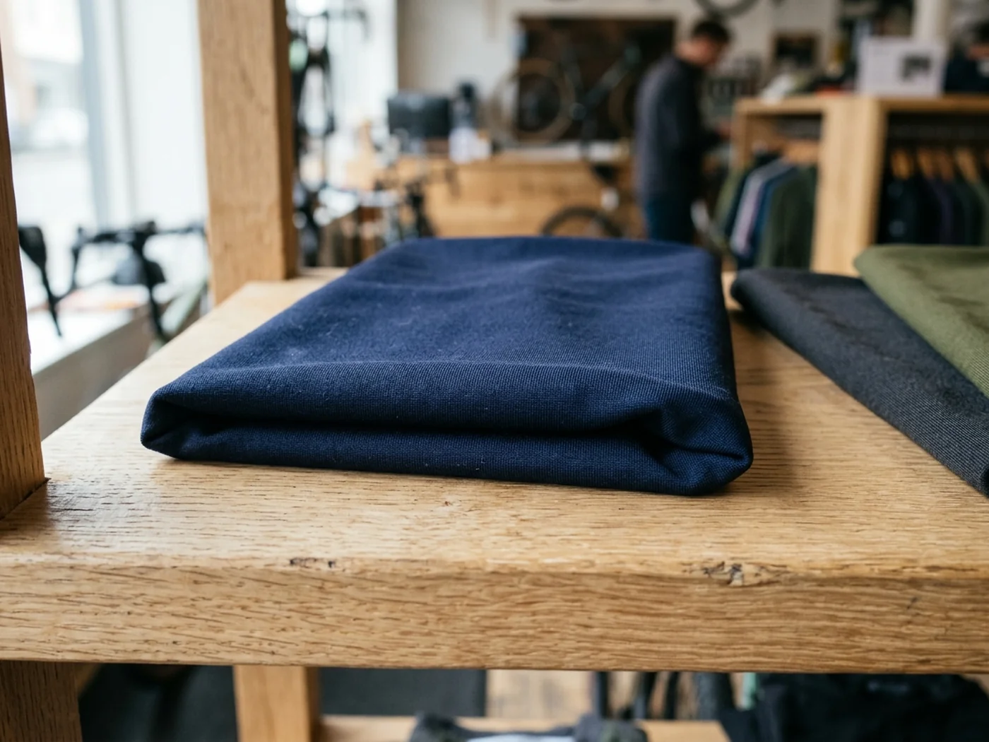 Navy fabric swatch representing a standing house-brand colorway
