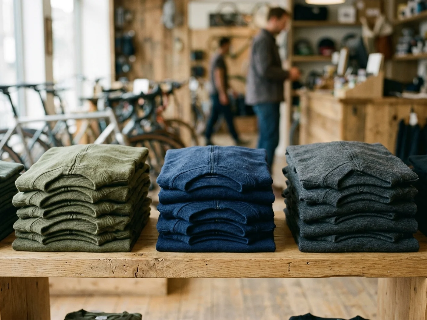 A standing colorway set kept consistent on the shelf across seasons