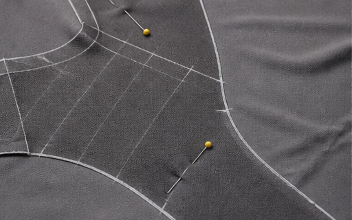 A chalk-marked pattern panel with pins set against the marked lines