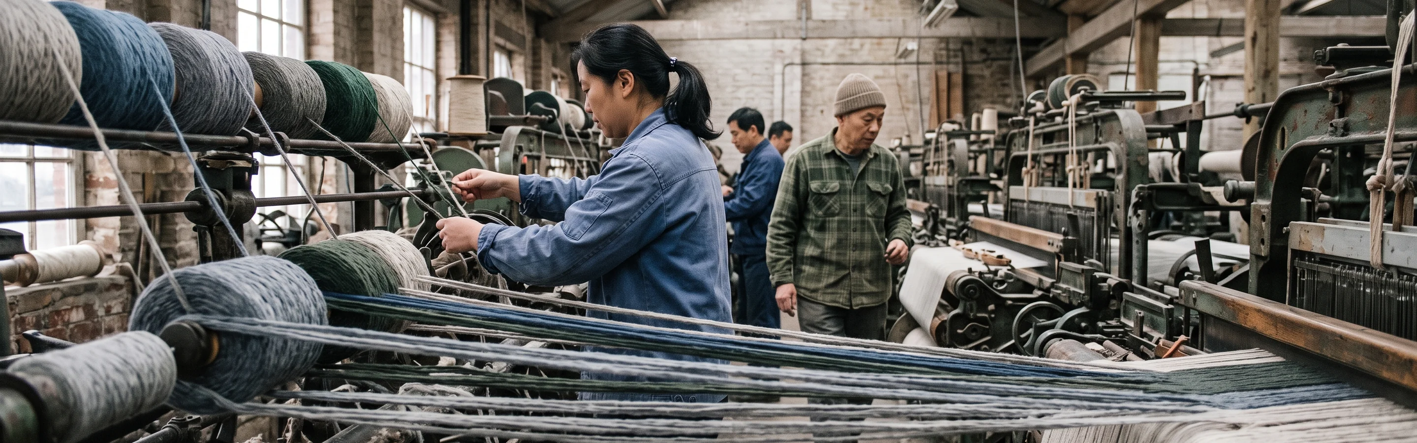 Yarn running through a mill, where a commuter programme's cloth begins
