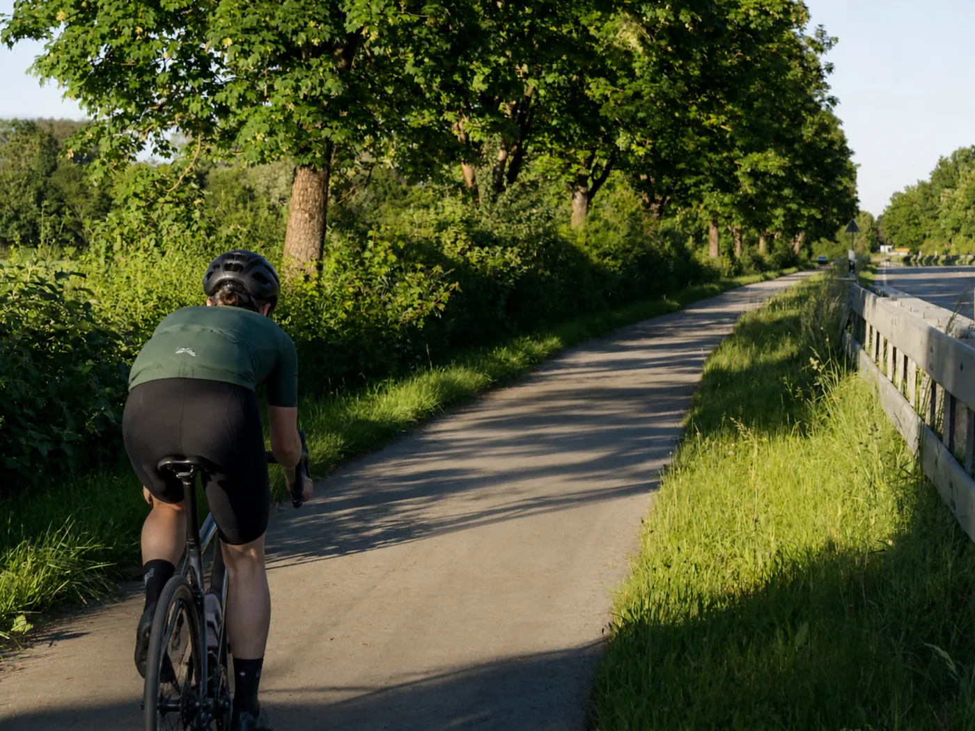 A rider on a chosen recreational outing rather than a scheduled trip