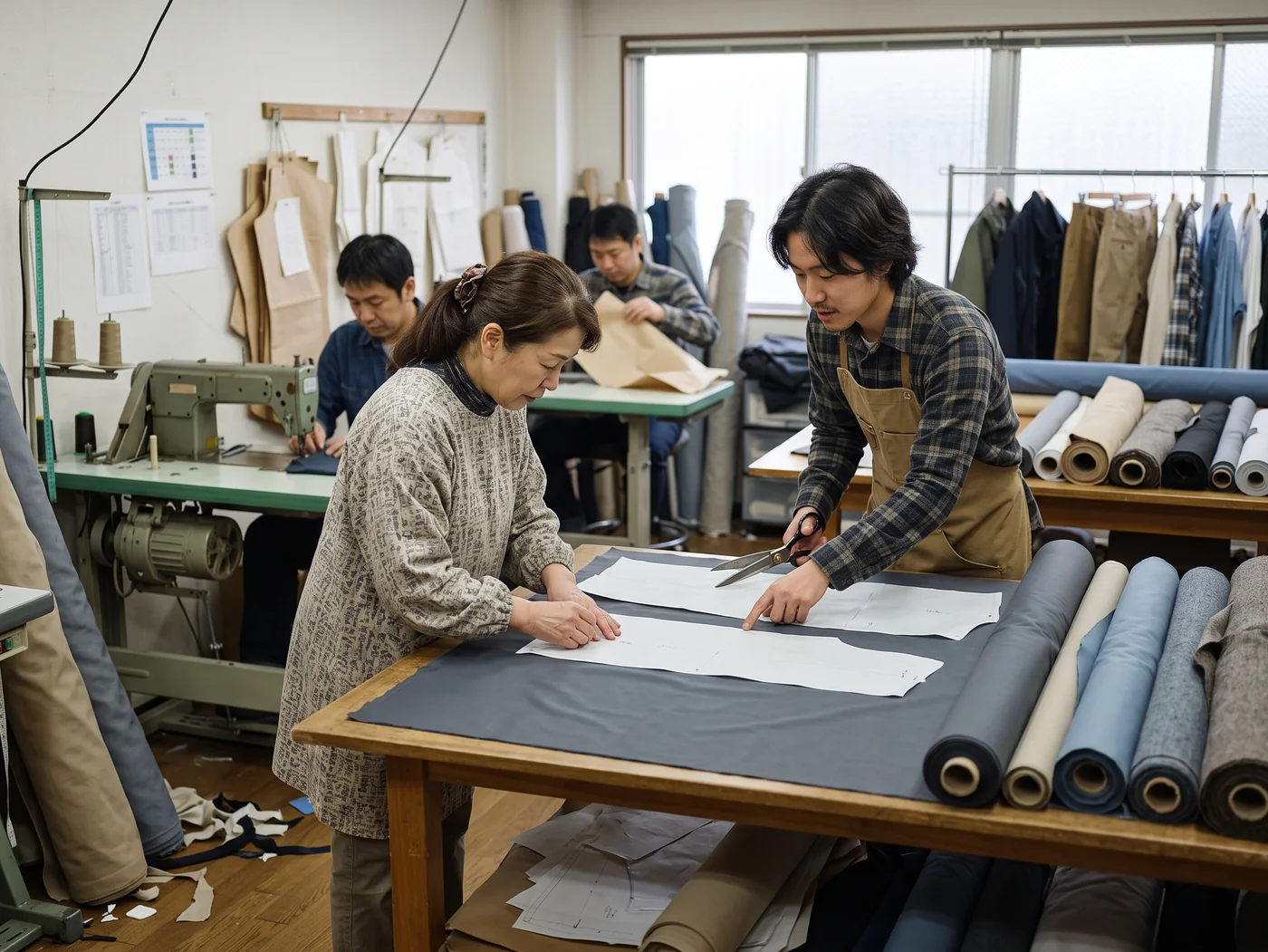 A pattern and sample room, where the money saved elsewhere is better spent
