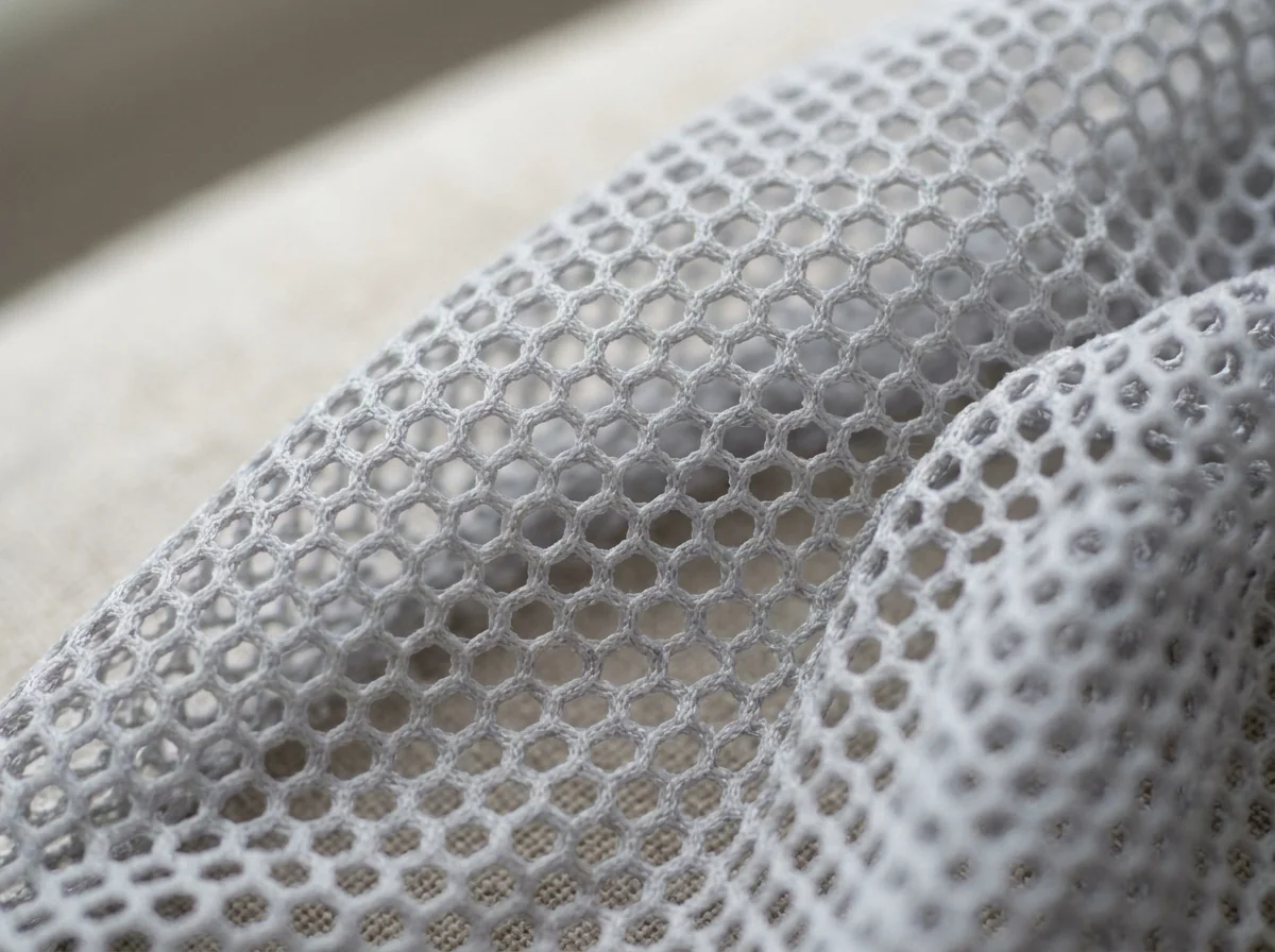 Close-up of lightweight mesh fabric