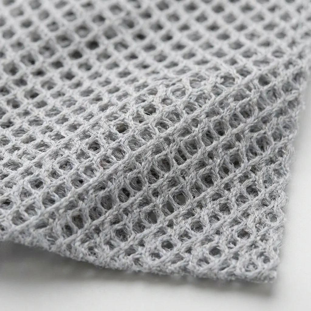 Open pale mesh swatch, folded to show the airflow structure