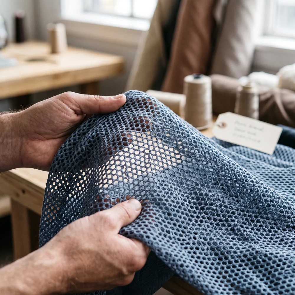 Lightweight open mesh knit swatch