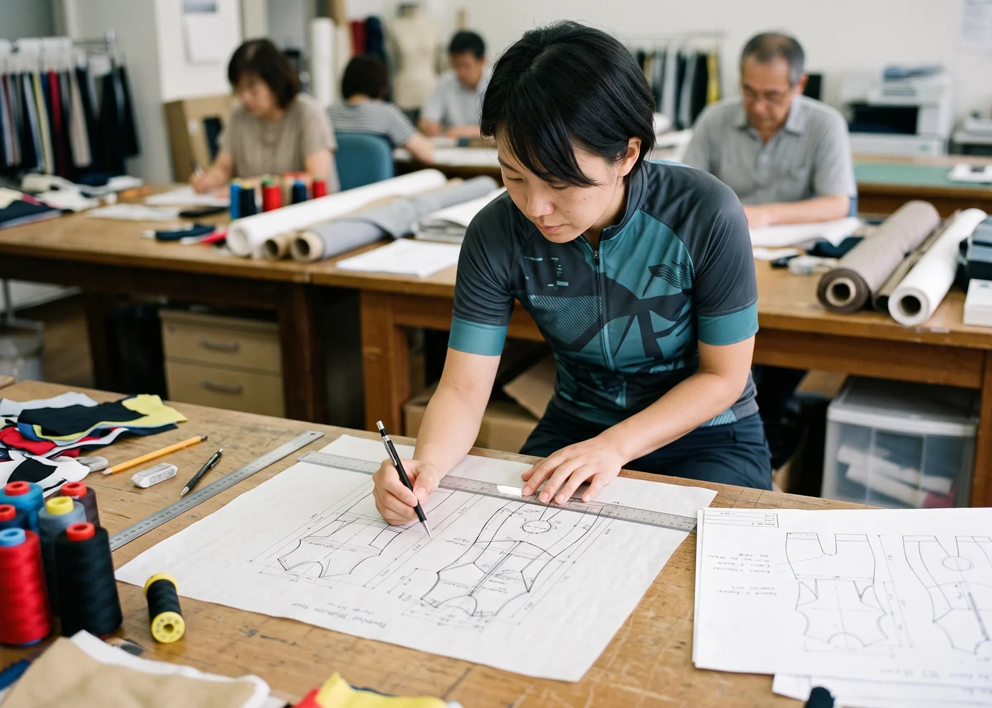 Hand drafting a technical specification drawing