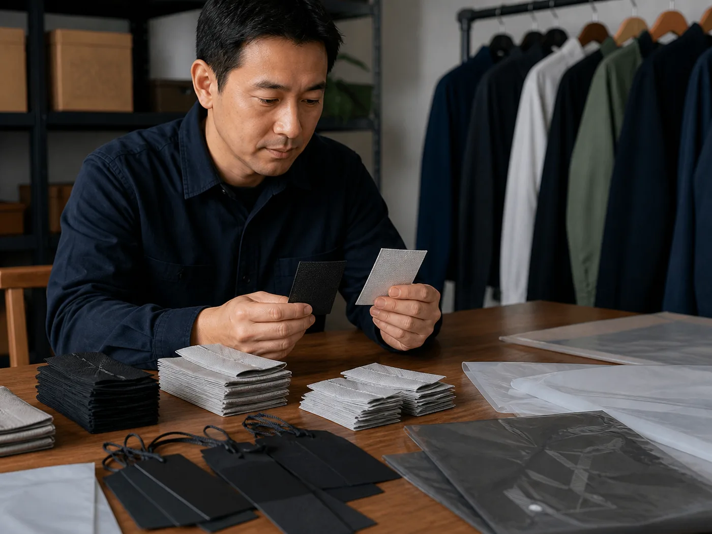 Clothing tags representing label and packaging minimums
