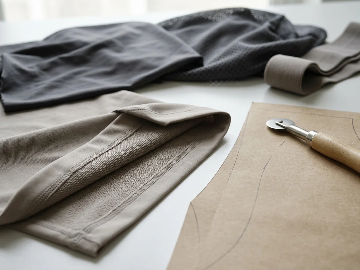 A knit folded back to show both its face and its looped reverse