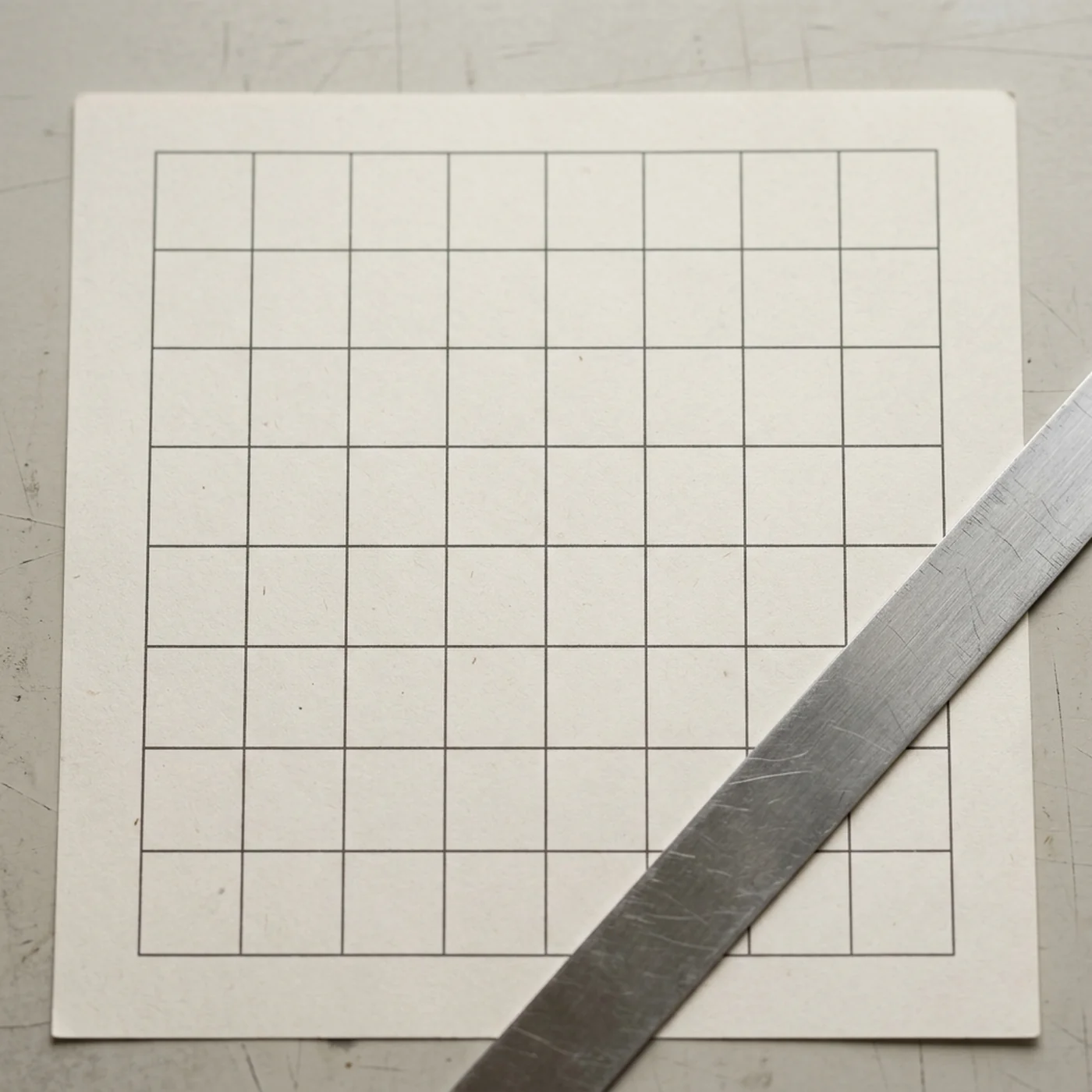 A ruled grading grid, the base a graded size set is drawn on