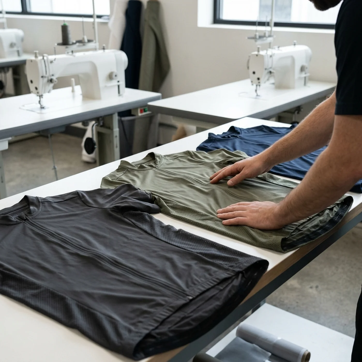 A development table where a size-set sample is reviewed before bulk