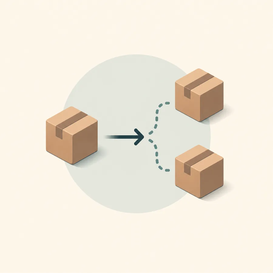 Icon representing a production-sequence delivery split