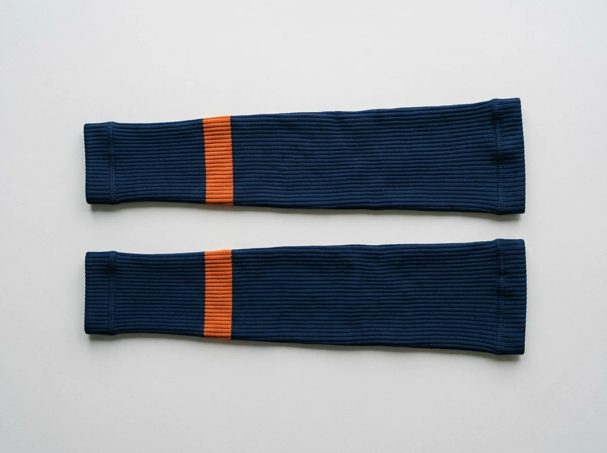 Pair of custom cycling arm warmers, ribbed compression knit
