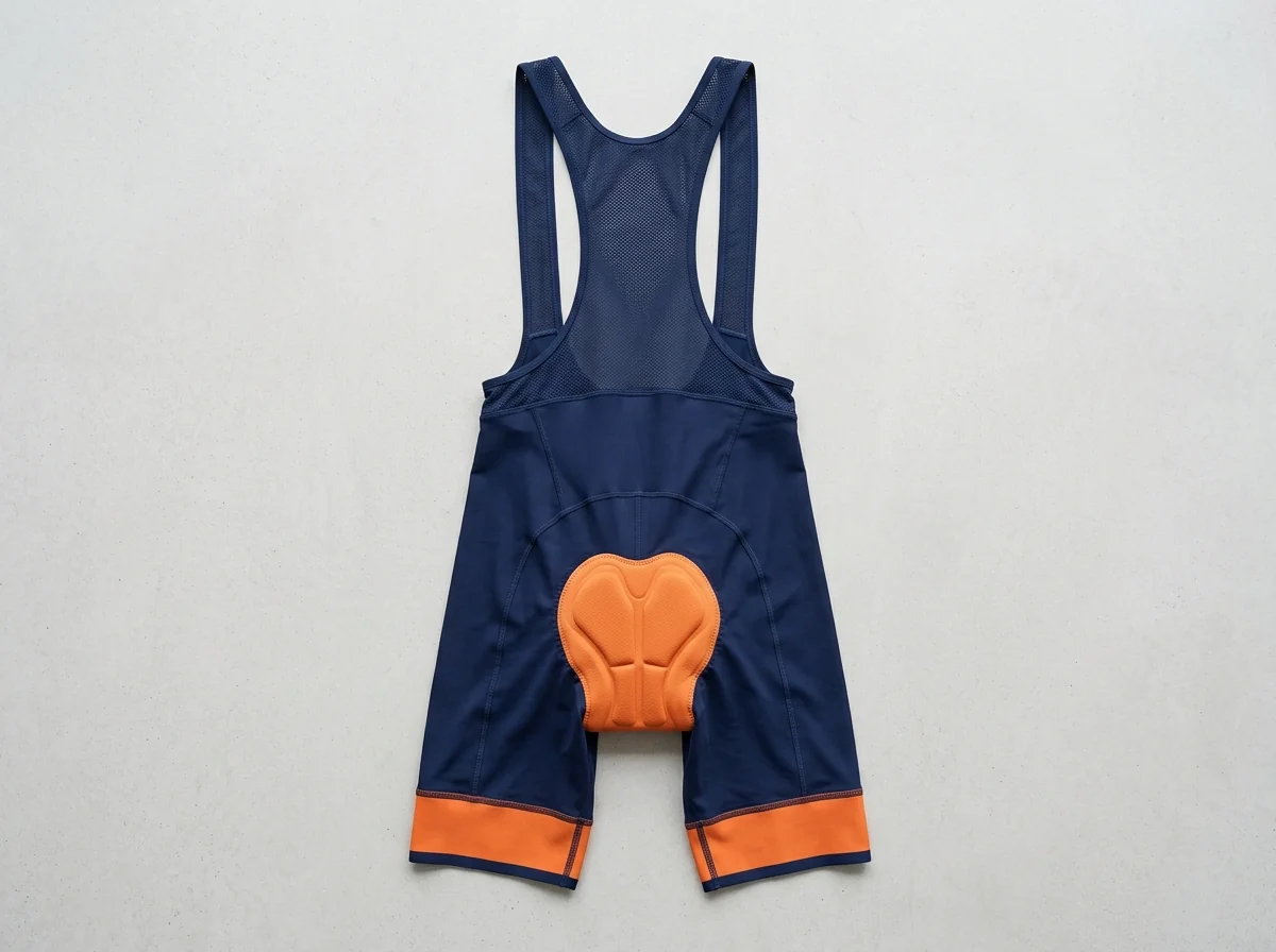 Custom cycling bib shorts with suspender straps and chamois pad