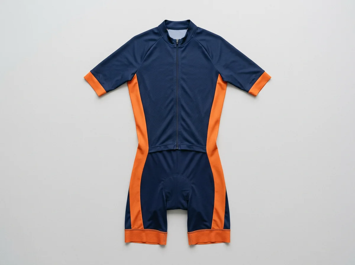 Custom cycling skinsuit, one-piece aero racing suit with form-fitting cut