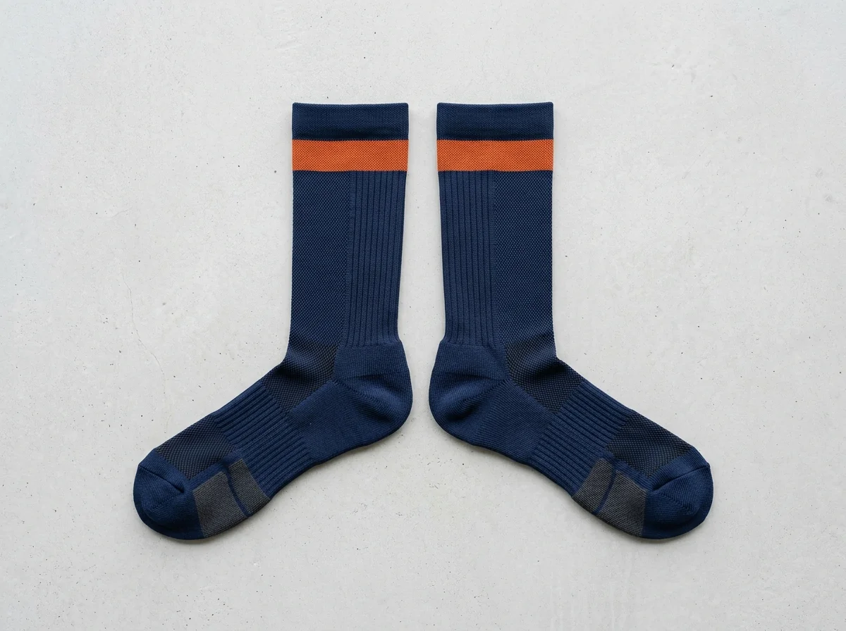 Pair of custom cycling socks, mid-calf compression knit