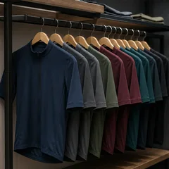 Cycling apparel displayed on a retail store rack