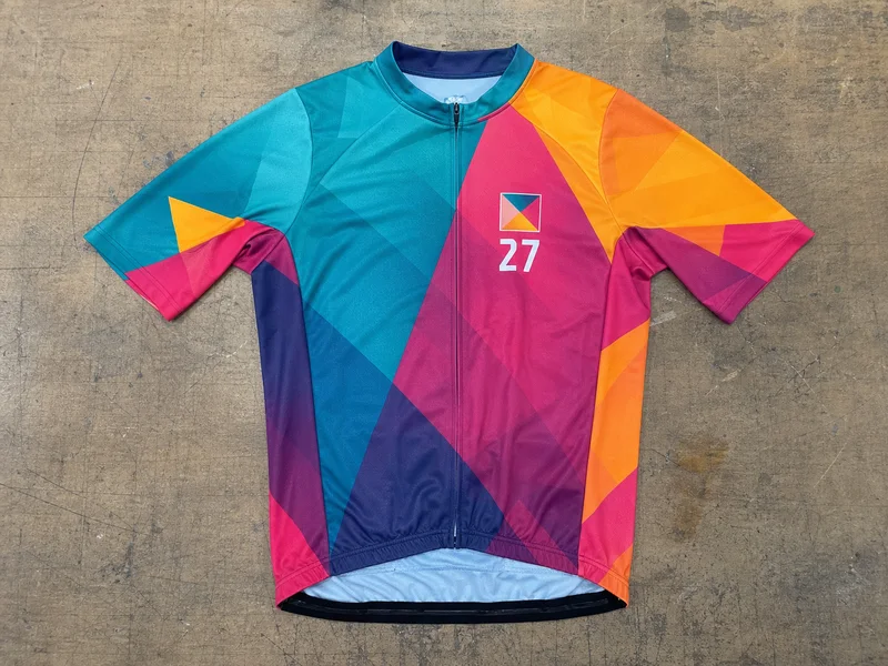 All-over sublimated cycling jersey with full-panel multicolor graphics