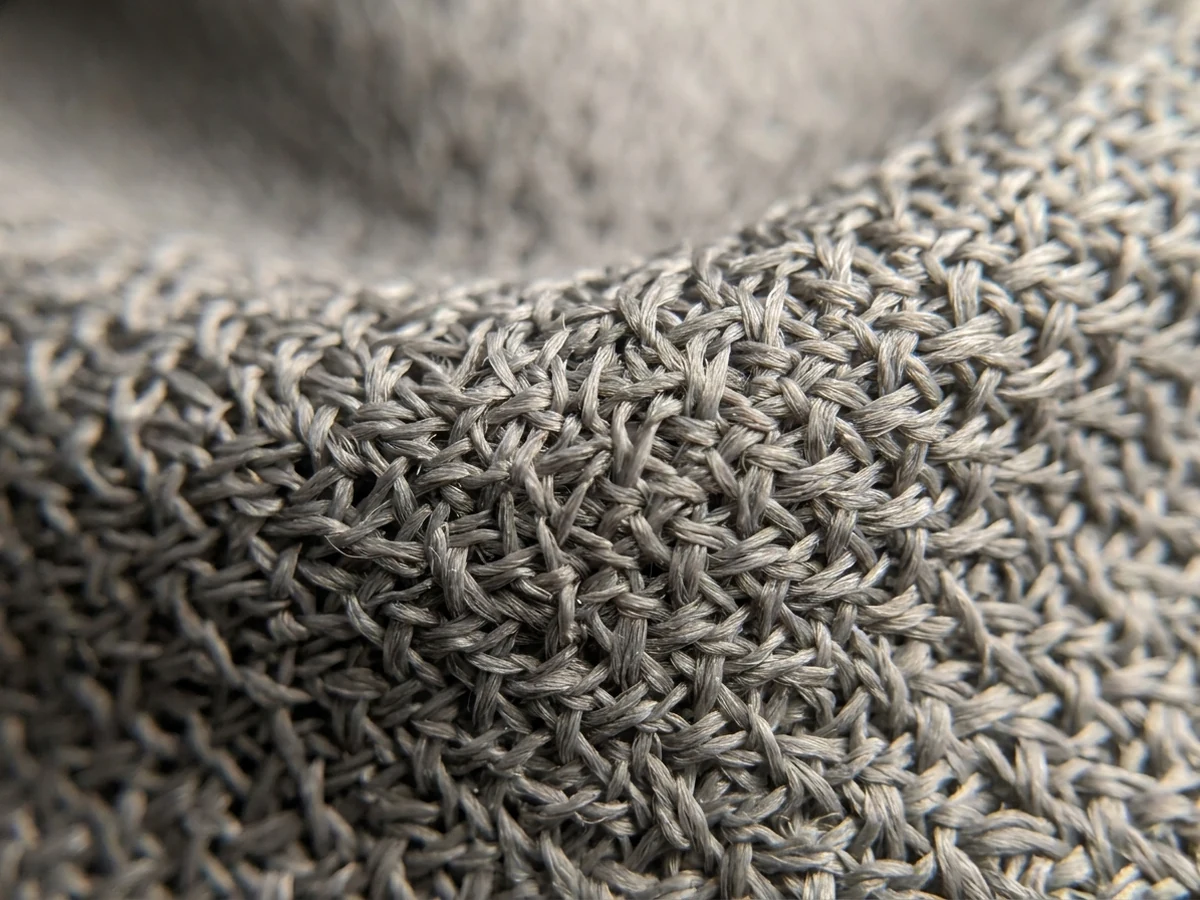 Close view of an open-structure knit mesh