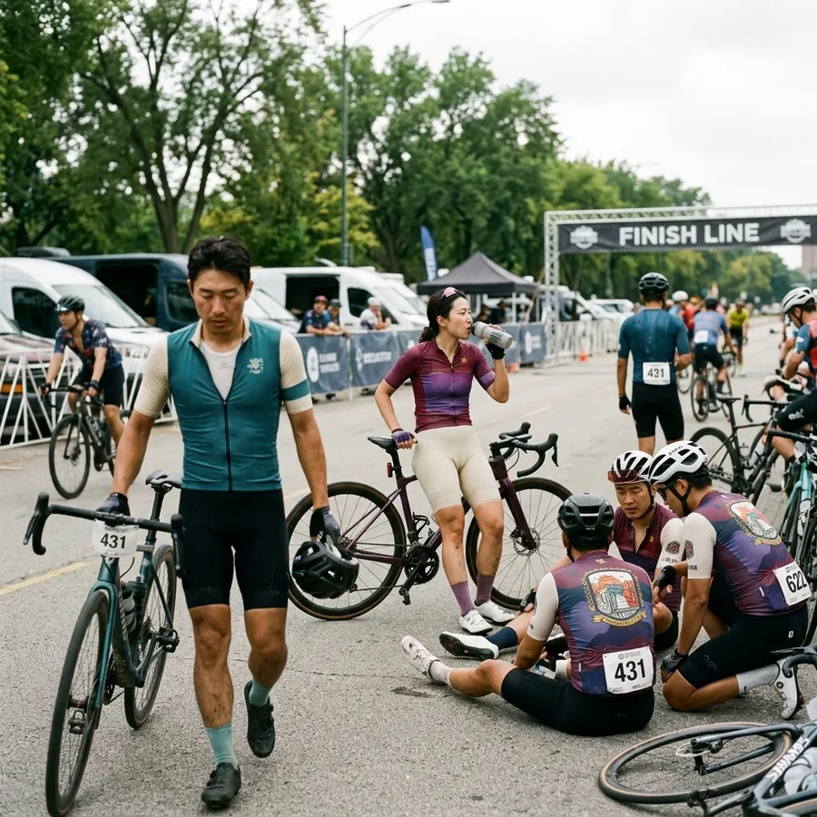 A cycling event finish line