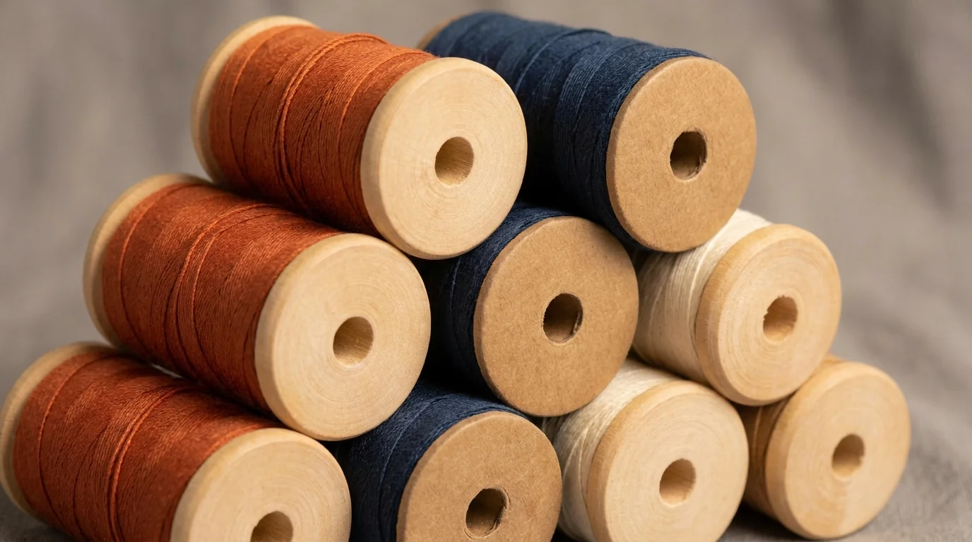 A thread spool on a worktable