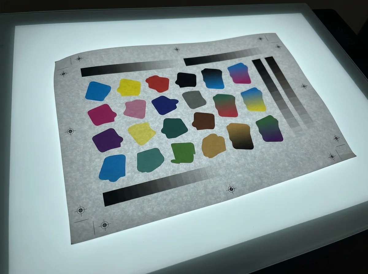 A printed fabric proof of approved artwork
