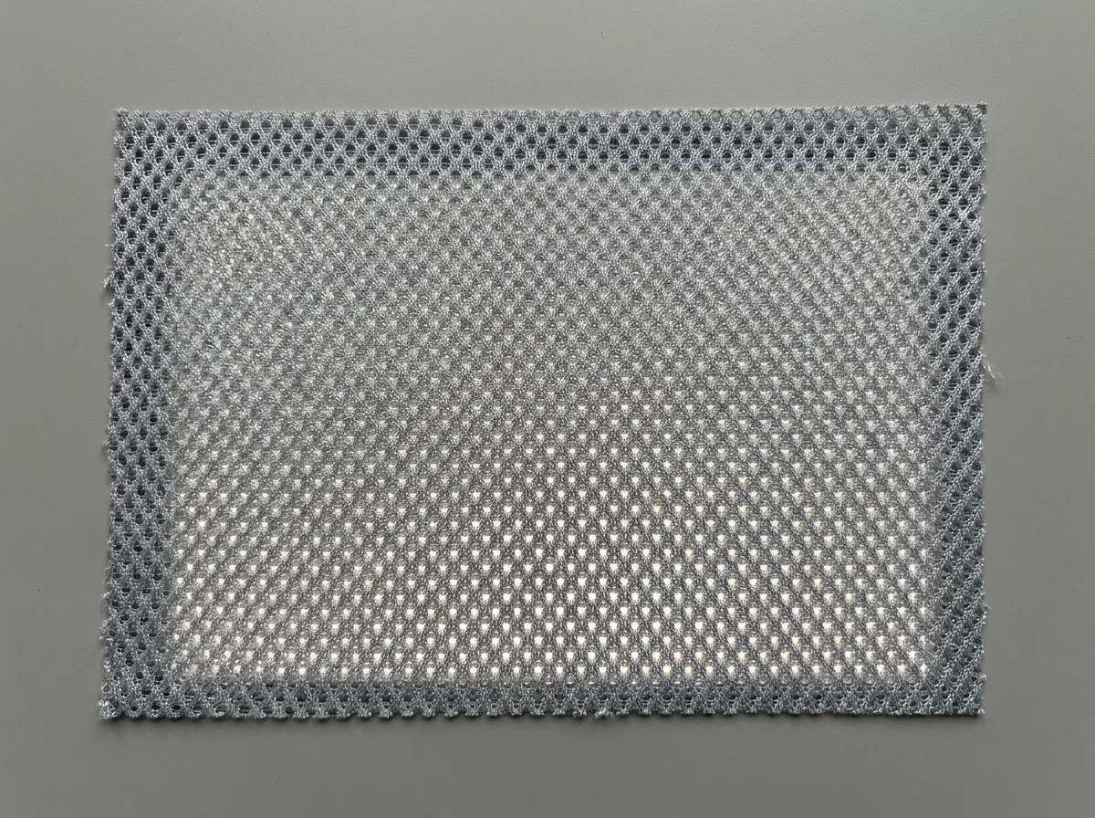 A swatch of lightweight mesh fabric
