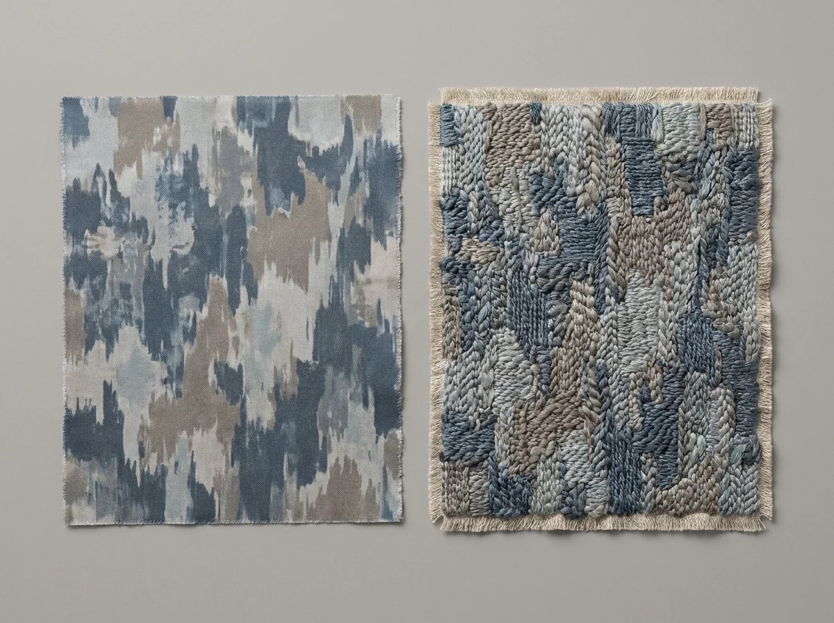 A fabric swatch held for an abrasion check