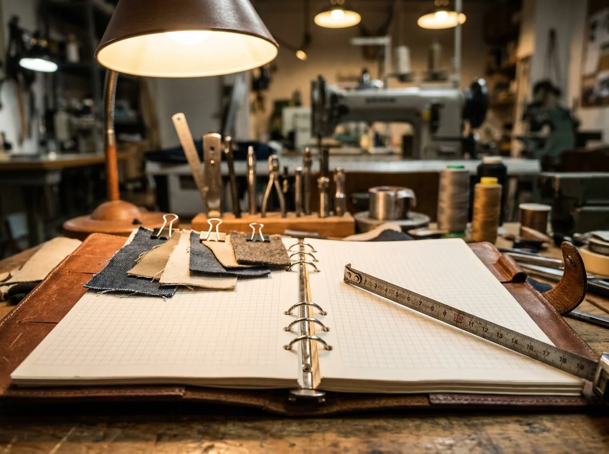 A sewing work station mid-operation